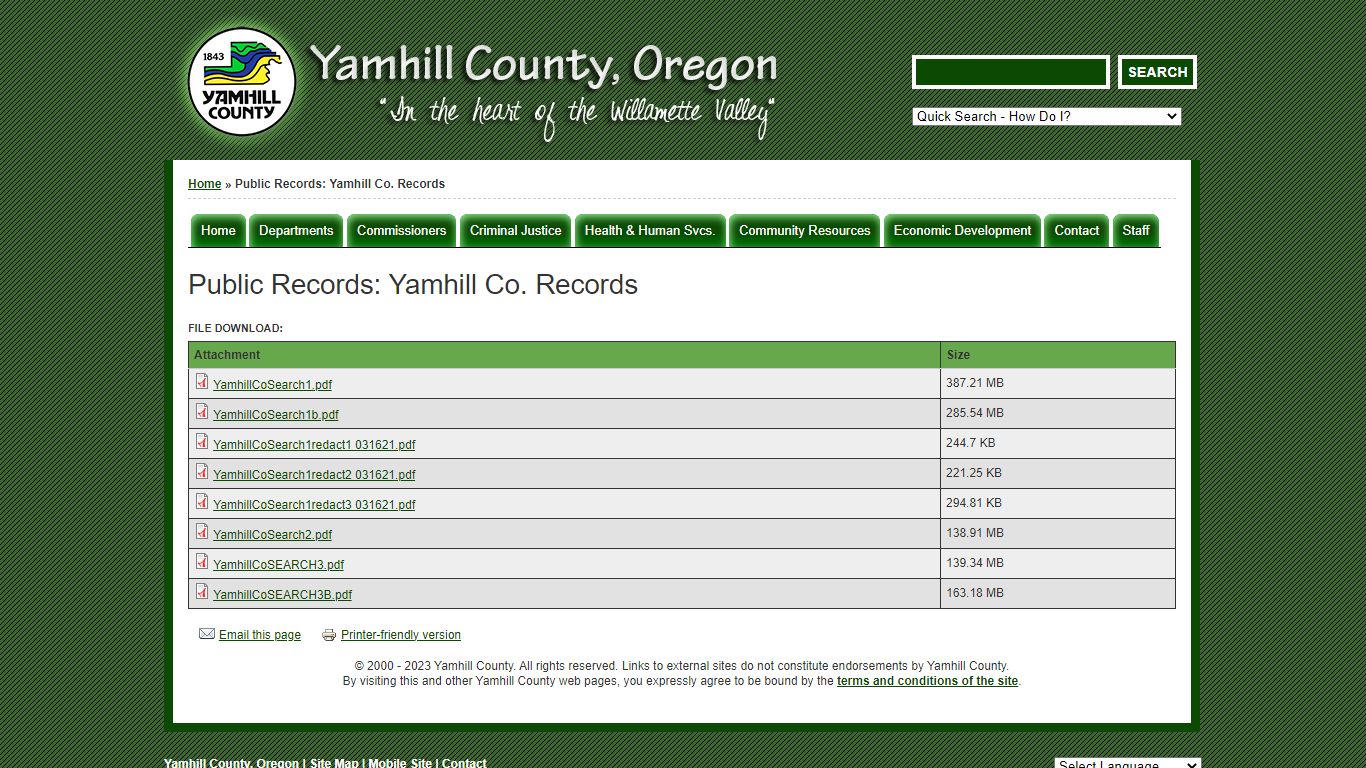 Public Records: Yamhill Co. Records | Yamhill County, Oregon